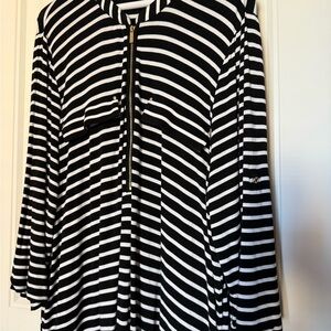 Calvin Klein Black and White Striped Blouse